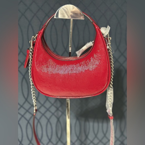 NWT Coach Carmen Mini Handbag Crossbody Bag Red Silver Zipper CW036 - Picture 11 of 15